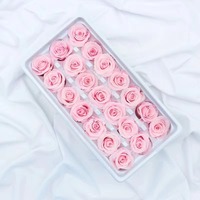 Boîte de 21 roses éternelles P-1 – Décoration florale pour mariage, remise de diplôme, décoration intérieure, fête prénatale – Fleurs de 2 à 3 cm
