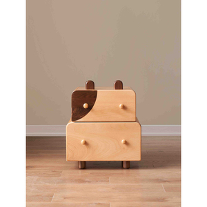 <span class=keywords><strong>Comodino</strong></span> <span class=keywords><strong>per</strong></span> Bambini a Forma Carina, Tavolino da Notte Montessori in Legno con 2 Cassetti Portaoggetti - Product Image 5