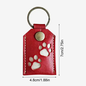 Cross-border creative pet hair storage bag, PU <b>leather</b> <b>keychain</b> pendant, square cat and dog hair storage bag, souvenir bag - Product Image 2