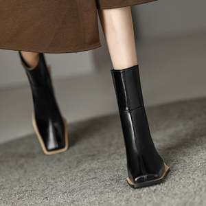 Cialisa - Zapatos Elegantes de Moda <span class=keywords><strong>para</strong></span> <span class=keywords><strong>Mujer</strong></span>, de Piel Auténtica, Tacones Altos Cuadrados, <span class=keywords><strong>Botines</strong></span>, Botas Cortas de Invierno 2022 <span class=keywords><strong>para</strong></span> <span class=keywords><strong>Mujer</strong></span> de Oficina - Product Image 6