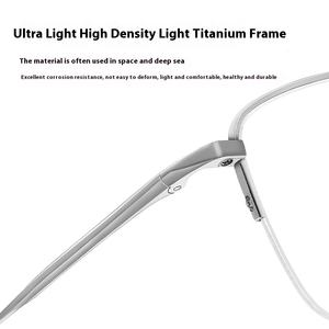 نظارات عمل نصف إطار من التيتانيوم الخالص خفيفة للغاية عصرية ذهبية كبيرة بتصميم ماسي عدسات طبية متوافقة - Product Image 3