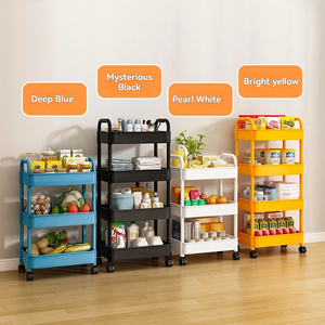 Carrito de Almacenamiento Rodante de Plástico de 345 Niveles con Asa, Carro de Almacenamiento Multifuncional, Organizador de Almacenamiento Móvil con Ruedas, Negro - Product Image 4