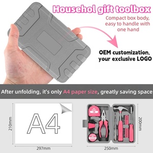 Caja de Herramientas de <span class=keywords><strong>Mano</strong></span> Ligera de 13 Piezas para el Hogar, Mini Herramientas de Reparación y Bricolaje con Estuche de Plástico Rígido, Bonito Regalo Color Rosa - Product Image 5