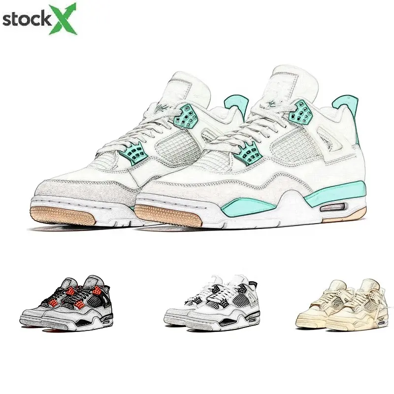 With Box Stock X Brands Mens Sports Sneakers Outdoor Running Basketball Shoes 4 black cat Retro OG brand shoes Jordaneliedlys