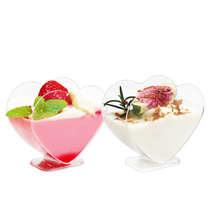 Vente en gros d'usine de gobelets en plastique jetables transparents pour gâteau de table à dessert gobelets à pudding d'amour mini gobelets en plastique à <span class=keywords><strong>mousse</strong></span> en forme de cœur - Product Image 3