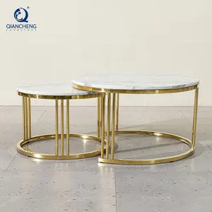 Foshan chine meubles luxe bureau thé table fournisseurs en acier inoxydable meubles de maison dessus en marbre table basse pour salon