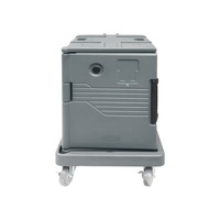 Conteneur isotherme rectangulaire en plastique Goodman FP3094 pour aliments, capacité 6 plats pleine grandeur/90L, noir/gris, pour buffet d'hôtel