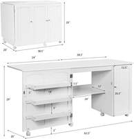 Table de couture pliante en bois avec 3 boîtes de rangement et étagères, hauteur réglable, extensible, mobilier moderne pour salon