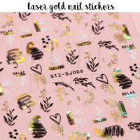 Autocollant 3D Rose doré Simple pour ongles, décalcomanies, décorations d'ongles, vente en gros
