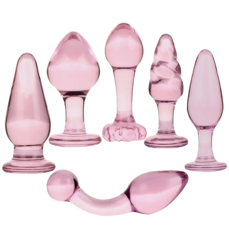 Juguetes sexuales anales para mujeres y hombres adultos, juego de tapones anales enormes, consolador de cristal, Color rosa, 2022