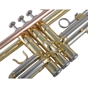 Instrumento de viento de <span class=keywords><strong>trompeta</strong></span> plana Bb de cuerpo de latón de tres colores, varilla de soporte doble - Product Image 4