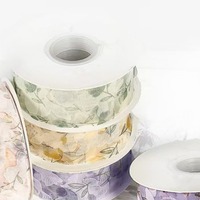 Rubans en satin de 3 cm avec des fleurs rêveuses, ruban pour nœuds de fleurs, emballage de fleurs