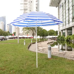 Sonnenschirm Sonnenschirm im Freien mit blauen und weißen Streifen Gartenhof groß mit druckbarem Logo Werbe schirm