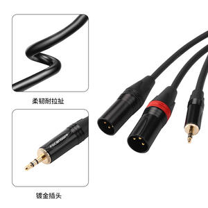 3.5mm To Dual Xlr Audio <b>Cable</b> 1.5m For Mixer And Speaker Tpe Sheath - Product Image 3