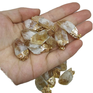 Классическое ожерелье-подвеска из натурального друзового цитрина с позолотой, модное украшение для женщин и мужчин - Product Image 4