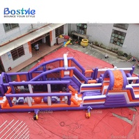 Longs parcours d'obstacles gonflables Jeux de parcours d'obstacles pour adultes Grand parc d'attractions gonflable Jeux de sport d'obstacles gonflables