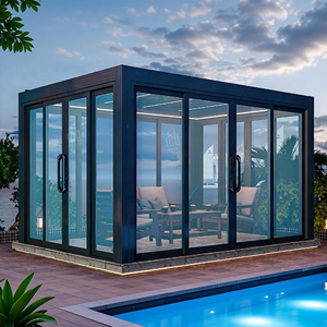 Serres d'extérieur en verre motorisées bioclimatiques de qualité supérieure Persiennes de gazebo rétractables Revêtement de toit Lumières LED Pergola en aluminium - Product Image 1