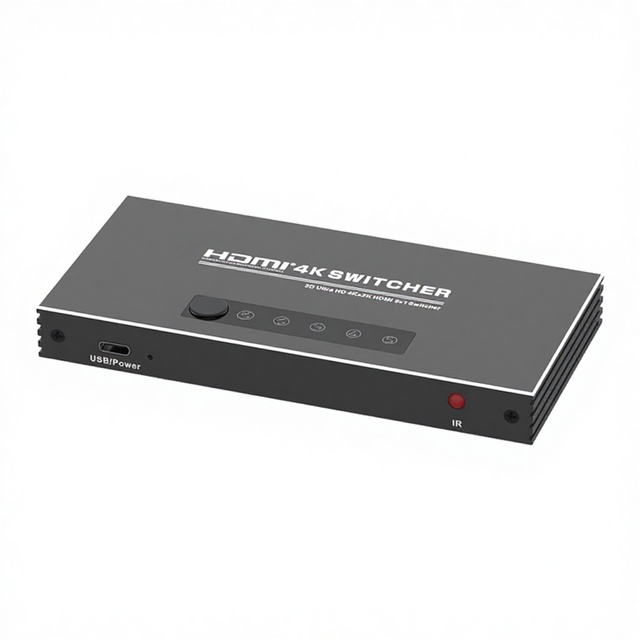 GLOBALTONE 4K 5 in 1 Out 5 Port for Aluminum Switcher Selector Box IR Remote Control Auto Switch 30Hz 1.4 3D 1080P