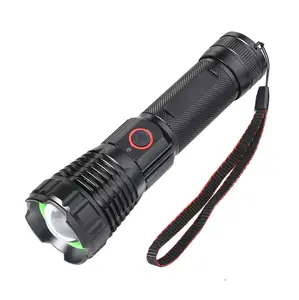 3000 Lumen Super Long Range Torch Waterproof Usb Rechargeable XH-P90 Zoom Tactical LED Flashlight with Power Bank