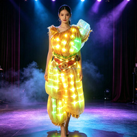 Abito da ballo luminoso a LED da donna, costume etnico indiano per palcoscenico, sfilate, discoteca, carnevale, festival, spettacoli dal vivo, feste, personalizzabile e luminoso