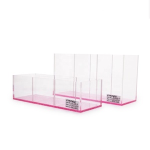 Long Lanh Màu Hồng Dưới Container Organizer Acrylic Phân Vùng Bàn Gọn Gàng Với 3 Phân Vùng - Product Image 2
