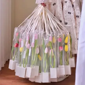 Ramo para el día de la madre, caja de flores transparente individual portátil