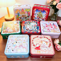 En stock, boîte d'emballage pour bonbons, biscuits, chocolat, 170 * 170 * 60 mm, boîte d'emballage cadeau de qualité alimentaire en fer blanc pour les fêtes