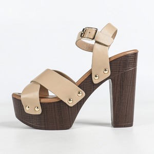Sandales à talons compensés à bout ouvert pour femme, avec boucle décorative, talon ultra haut, rehaussant de 5 cm au-dessus du talon - Product Image 5