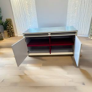 Moderno Mueble Blanco con Base de Metal Dorado, Marco de Madera y Cubierta de Piedra Sinterizada, Elegante KIKA K70 #   Mesa de Centro con Almacenamiento, Muebles para el Hogar - Product Image 6