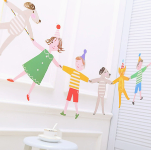 DAMAI Wholesale Happy Children Birthday Party Cartoon Bunting Garland Holding Hands Portable Disposable Paper <b>Banner</b> - Product Image 2
