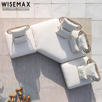 WISEMAX FURNITURE Mobilier de jardin design nordique moderne, ensemble de canapés en teck pour hôtel, villa, resort, plage