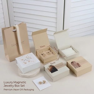 กล่องใส่เครื่องประดับแม่เหล็กหรูหรา MOJIU พร้อมโลโก้สั่งทำ ขนาด 10x9.5x3.8 ซม. กล่องกระดาษแข็งทรงสี่เหลี่ยมฝาเปิดแบบพลิก ลายดอกไม้ กล่องแบบกำหนดเองได้ - Product Image 2