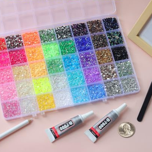 Kit de Décoration pour Ongles et Artisanat avec Strass en Résine à Dos Plat, Pierres Scintillantes Colorées, Crayon de Cire, Pince à Épiler et Colle - Product Image 3
