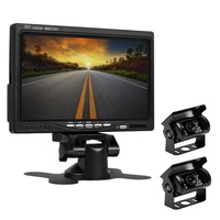 Moniteur de tableau de bord de voiture à écran 7 pouces, 4 canaux, affichage LCD mini haute définition, 2 caméras de vision, garantie 1 an