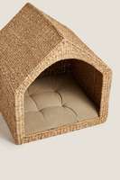 Meubles pour animaux de compagnie en gros : Lit de soleil surélevé/Chaise longue pour chats et petits chiens en osier, jonc de mer et bambou avec housse amovible toutes saisons