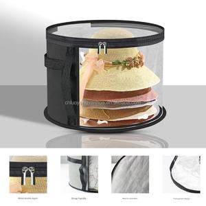 No tejido grande redondo sombrero portador caso contenedor tapas ropa armario almacenamiento apilable sombreros organizador bolsa - Product Image 3