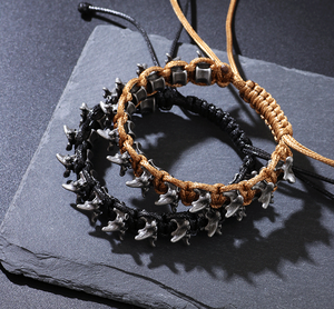 Pulsera Punk de Aleación con Púas para Hombre, Ajustable, con Cordón Trenzado, Joyería Gótica Rock - Product Image 1