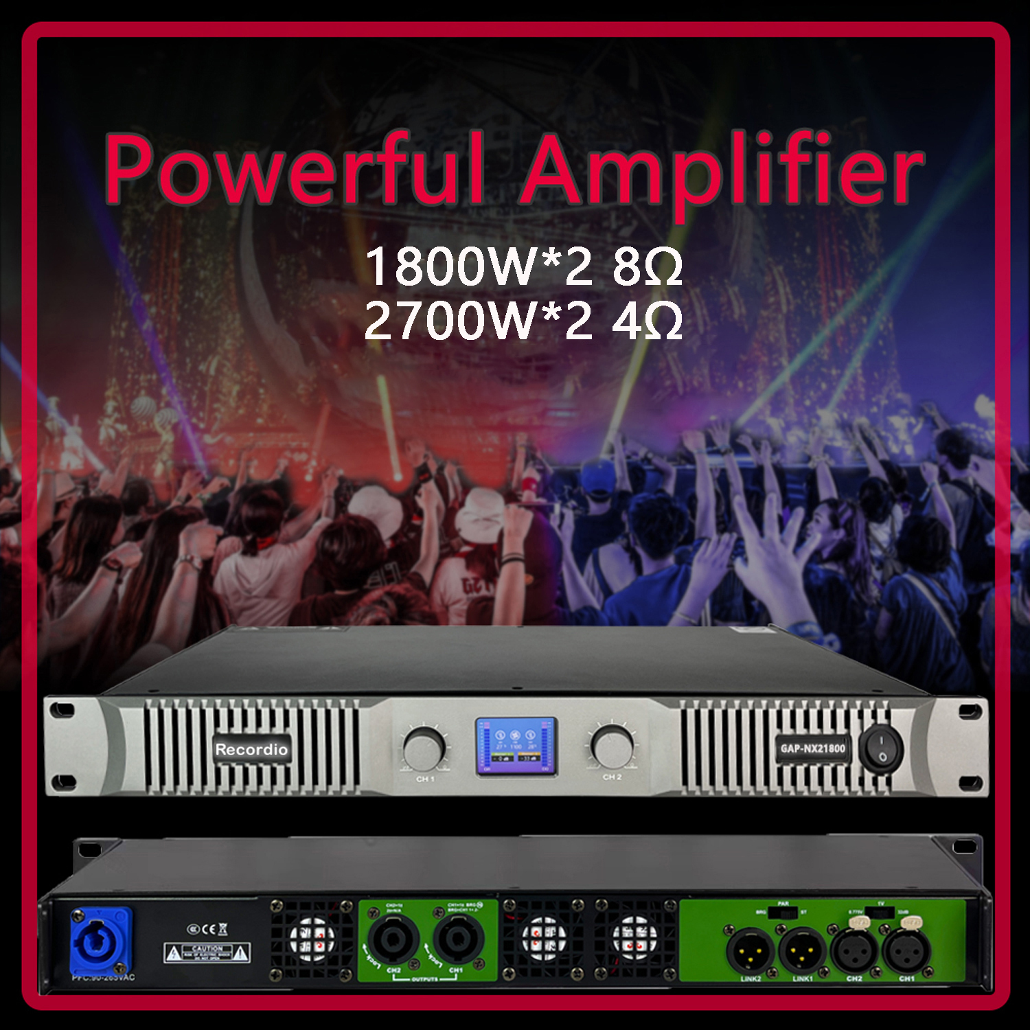 GAP-NX21800 デジタルパワーアンプ 2700W*2 8Ω クラスD設計