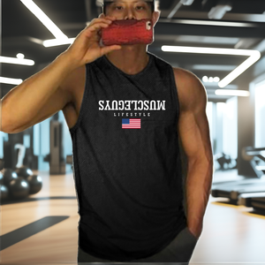 Camiseta sin mangas de malla de poliéster transpirable para hombre, ideal para gimnasio, culturismo y fitness. - Product Image 2