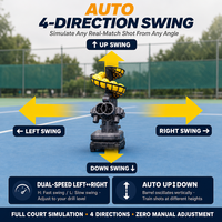 Lanceur automatique de balles de pickleball à 4 directions avec bouton de contrôle de vitesse pour l'entraînement sur tout le terrain