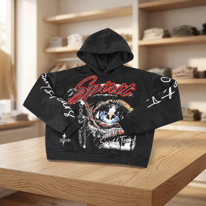 Sudadera con Capucha para Hombre, 100% Algodón, Estampado Serigrafiado Black Eye, Felpa Francesa, Resistente al Viento, Corte Holgado, Estilo Vintage, Ropa Urbana de Otoño - Product Image 4