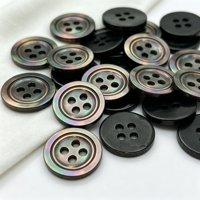 Boutons en nacre noire concaves à 4 trous, double bord fin, boutons à coudre pour costume, chemise, vêtements formels