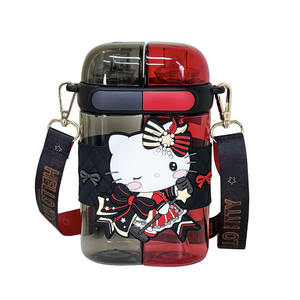 Zuo Mu Sanrio Kuromi <b>Water</b> <b>Bottle</b> Dual Compartment Plastic Cup <b>With</b> <b>Straw</b> Leak Proof Back To School Summer 2024 - Product Image 2