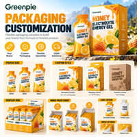 Gel énergétique au miel Greenpie, sachet individuel, formule aromatisée personnalisée, gel énergétique au miel