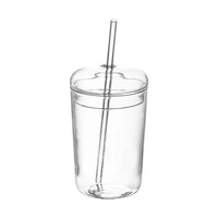 Vaso de Vidrio de Borosilicato de Gran Capacidad con Logotipo Personalizado, Tapa de Vidrio y Pajita de Vidrio