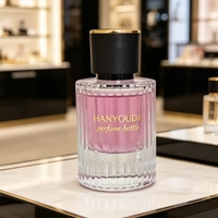 Flacon de parfum en verre vide personnalisé, à rayures verticales, en verre épais, avec bouchon or, argent, noir, blanc et pulvérisateur à pompe gravé