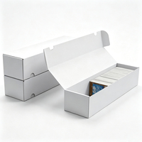 Boîte de rangement personnalisée blanche pour cartes à collectionner avec couvercle rabattable, organisateur en carton pour cartes TCG, jeux sportifs et cartes de collection