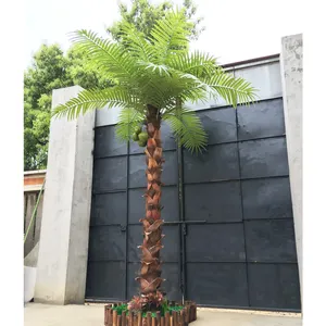 2023 New Tropical Simulated Green Planting Scenery Artificial Palm Tree Large False Tree Outdoor Herringbone Coconut Tree