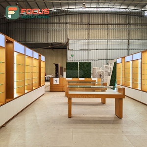 Heavy Duty Smoke Shop Display Cabinet Wood Glass Showcase Counter LED <b>Lighting</b> Tobacco Display Cabinet - Product Image 5