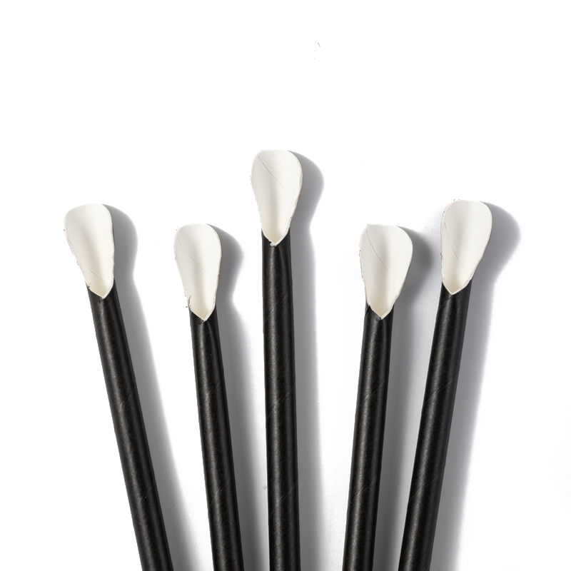 Paper Spoon Drinking Straws Sturdy Non-Soggy 100% Biodegradable Food-Safe Ink Multi-Layered